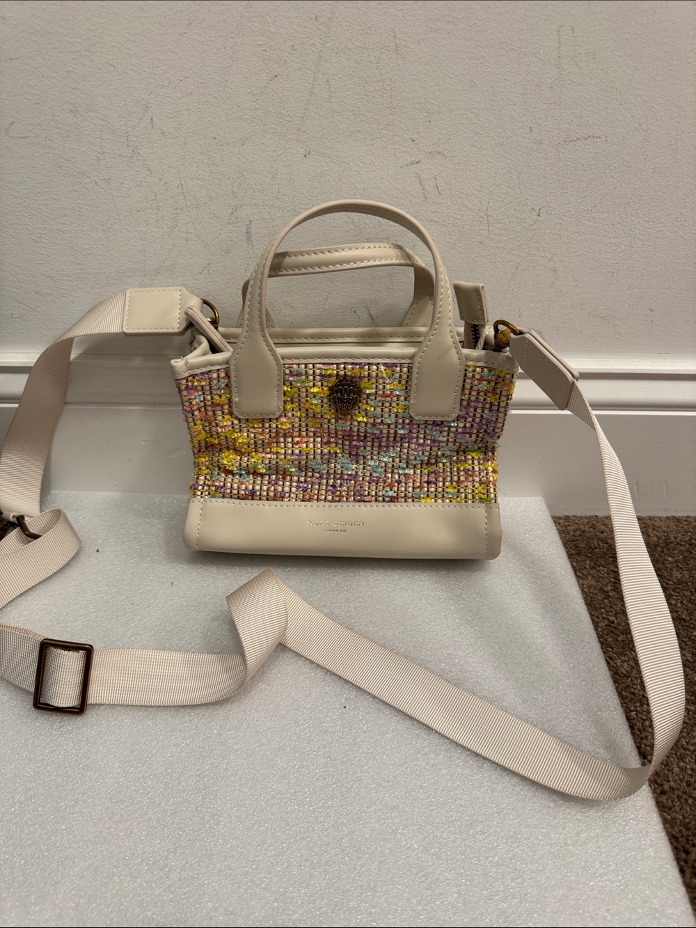 Kurt Geiger rainbow woven mini crossbody bag purse